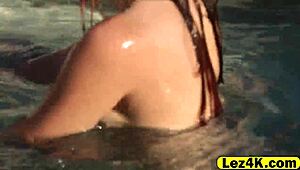 Gorgeous Lesbians MAKE LOVE in Pool