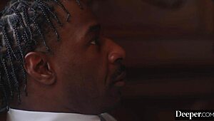 Naughty secretary Valentina rides her boss's big black cock in the office