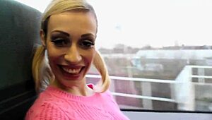 british girl flashing in jeans outdoors