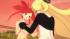 Emotional beach threesome with flannery and cynthia, blonde and redhead teens creampied in hentai cumshots