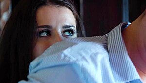 Natural beauty Sybil teases her husband with skilled fingers.