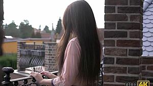 I loved this old and young blowjob scene with a czech petite teen after long separation