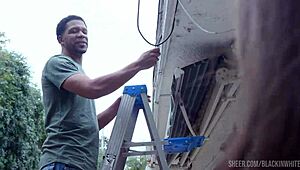 Hey guys, watch Bella Rolland with double dildo solo before rough anal by two workers.