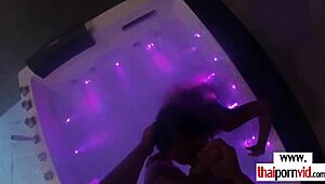 Asian teen gives her boyfriend a footjob.