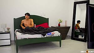 My stepmom sucks my cock while sharing a bed