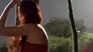 guy risks public masturbation for hot redhead at bus stop