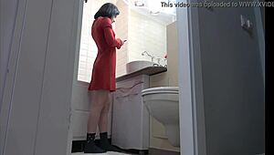 Beautiful Candy Black caught on hidden cam in bathroom