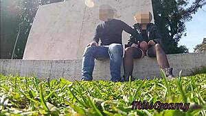 yo, check this slutty teacher squirting hard in public park