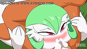 Gardevoir enjoys a peaceful breeding session in the pokemon world.