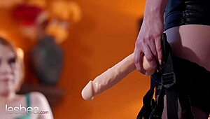 Hey, check out arian joy and redhead in lesbian strapon fun