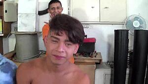 Bastidores - Rodrigo, Bruno, and Lucas Angel in Hot Backroom Gay Action