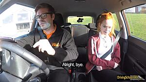 Wow, redhead Ella Hughes swallows a massive cumload outdoors!