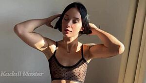 That blonde slut next door cheats with lingerie and gives ass