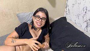 dad sends him to the bedroom to check on his cute brunette step-sister, who is engaged in fetish interracial activities