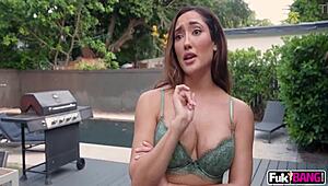 Chloe Amour with big tits catches a deep creampie casually.