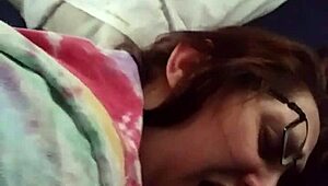 Husband fingering tight pussy and ass of nerdy brunette wife 😍