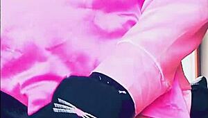 Amateur Trans Veronica Plays with Dildo Alone at Home.