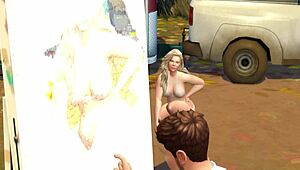 beautiful perkytitty model fucks painter outdoors in public