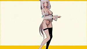 Hololive characters perform energetic poke dances in 3D cartoon style.