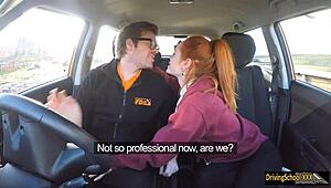 Wow, redhead Ella Hughes swallows a massive cumload outdoors!