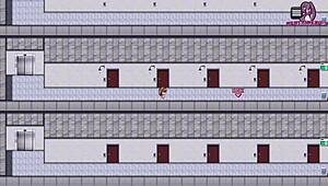 Garota hentai se punhetando nua na porta de estranho à noite gravando tudo