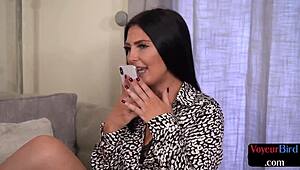 Man, this classy milf watches me wank on phone