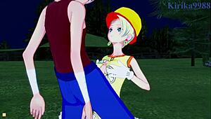 ulti and ms valentine are having intense sex with luffy.