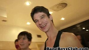 Euro stud in group dancing orgy scene