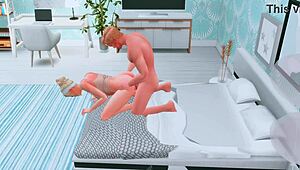 Futanari girlfriend sets up hard anal for cheating wife while husband watches 😈