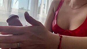 Penis massage leads to mutual masturbation and double cum orgasm with sperm-filled girl