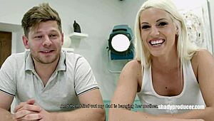 Blanche bradburry, european blonde, roughly titty fucked by huge cock in group scene