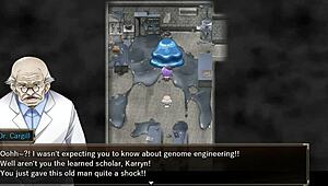 Karryn engages in rough threesome with slime monster and thug in prison hentai.