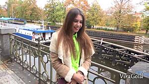 Young Ukrainian Elle Rose Gives Quality Outdoor Blowjob with Vira Gold