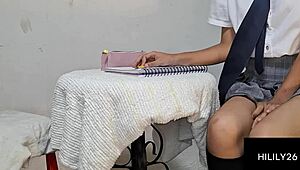 Latina Teen in Stockings Masturbates Solo. Will She Get Caught?