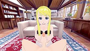 winry and riza having intense sex in fullmetal alchemist hentai