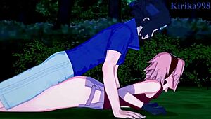 sakura haruno, naruko uzumaki, and sasuke uchiha having intense sex in naruto hentai 😈