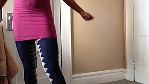 Upskirt Thigh Highs Heels Tease