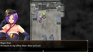 Karryn engages in rough threesome with slime monster and thug in prison hentai.