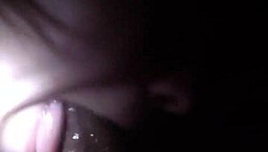 Big black cock cums hard in white girl’s mouth in car head shot