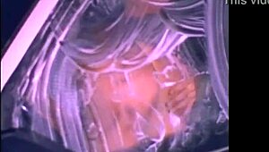 Back in the day, blonde learns hardcore moves in car for retro scene.