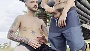 Young Guys Fucking Publicly in the Square for Passersby