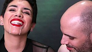 Cum Dripping from Mouth After Intense Couple Action