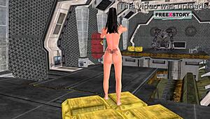 animated 3d cartoon indian girl giving various sex poses and masturbating using banana