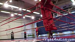 orally pleasured babe wrestles with lesbian glamour pussy lick.