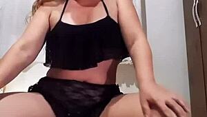 Undressing Transparent Black Skirt And Sexy Yellow Panties