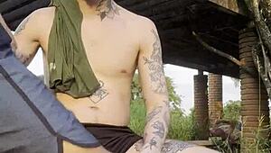 Young Guys Fucking Publicly in the Square for Passersby