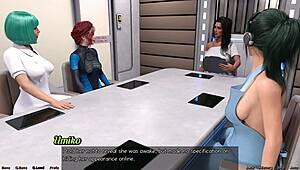 Big tits bouncing in a hentai game with a strict master