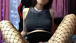 Cartoon princess teases with footjob in sexy fishnets