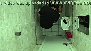 friend enters bathroom and fucks latina while she pees