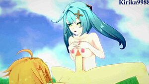 faruzan, layla, and aether have intense sex in genshin impact hentai